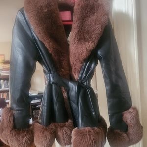 Faux Leather & Fur Peplum Jacket